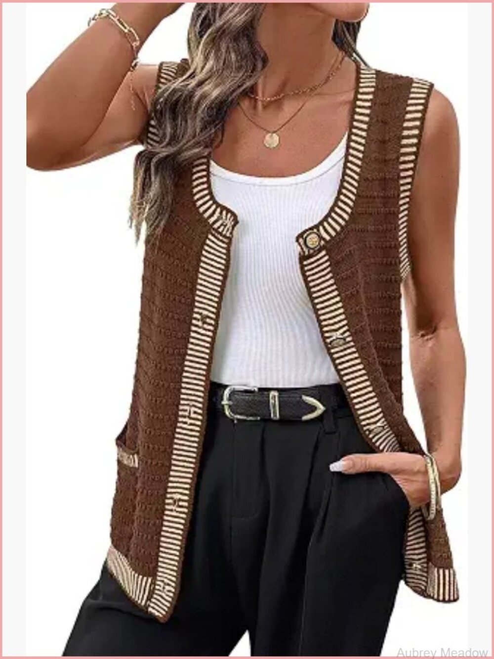 Sleeveless Button Down Cardigan Sweater with Pockets